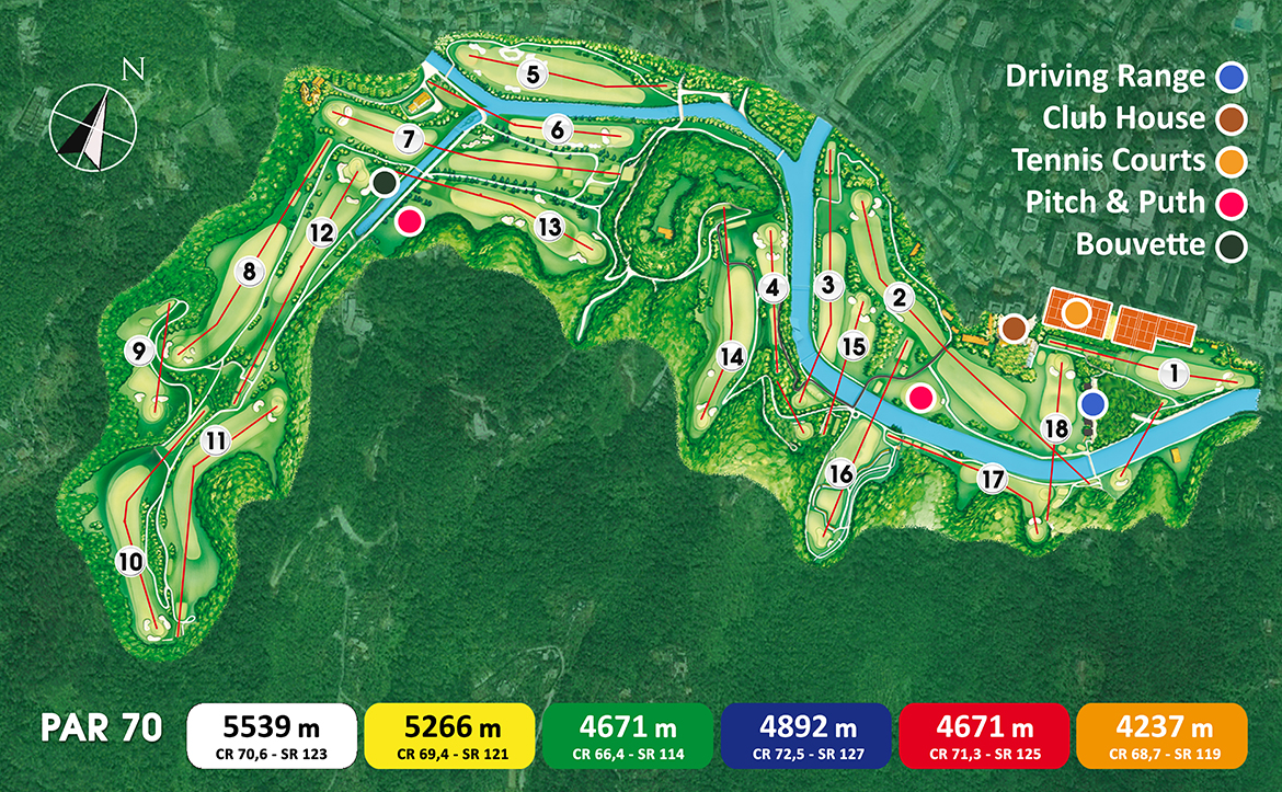 The golf course of Rapallo Golf and Tennis Club